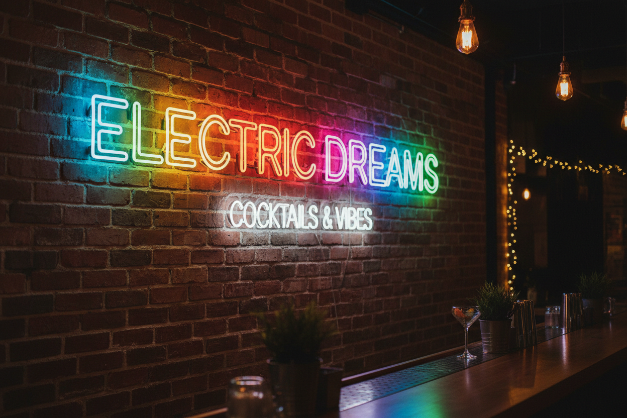 Custom Neon Sign - Brick Wall Bar